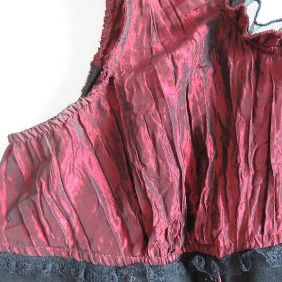 TRIPP NYC Vintage Y2K Steampunk Goth Pirate Lace Corset Top Black Metallic Red - Picture 6 of 16